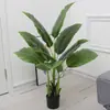 Maceta de planta verde artificial Decoración de plátano de planta artificial nórdica hoja de tortuga estilo ins sala de estar decoración interior grande