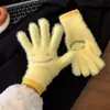 Luvas de Pelúcia Fofas com Rosto Sorridente Sem Dedos para Tela Sensível ao Toque Inverno Com Pelúcia Adicional Grossas para Estudantes Ciclismo Proteção Contra Frio À Prova de Vento Luvas Quentes