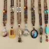 Collar de Xizang Más Vendido Versátil para Hombres y Mujeres Estilo Étnico Vintage Cadena de Lana Accesorios para Ropa Larga de Algodón y Lino Viaje de Madera