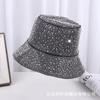 Marca de moda europea y americana estilo extranjero sombrero de pescador de ala corta con parte superior plana totalmente incrustado para niños industria pesada moda de lujo ligero cara protector solar pequeño sombrero de cuenca para el sol