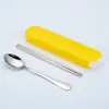 Juego de vajilla Cuchillo y Tenedor Cuchara de Acero Inoxidable Vajilla Portátil Juego de Tres Piezas Caja de Regalo para Exteriores Juego de Una Pieza Vajilla Juego de Cuatro Piezas