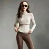 Conjunto Deportivo de Dos Piezas para Pilates y Fitness con Cuello Alto Cintura Ceñida Pantalones de Yoga de Cintura Alta Levanta Glúteos Conjunto para Correr y Entrenamiento