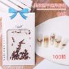 Joyas de diamantes para uñas Maillard, otoño e invierno, color café oscuro, moca, planas, con forma especial, 100 piezas, joyas transparentes para uñas