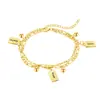 Regalo Familiar de Acción de Gracias Europeo y Americano Joyería Joker Oro 18K Acero Inoxidable Amor Cuadrado Momento Nombre Pulsera de Doble Capa