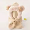 Bufanda Sombrero de Peluche de Dibujos Animados para Niños Otoño e Invierno Orejera Linda Integrada Sombrero de Bebé Cálido Sombrero de Muñeca Súper Lindo Resistente al Viento