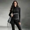 Conjunto de Yoga Adelgazante Cárdigan de Manga Larga Falso Dos Piezas Falda-Pantalón Cubre Caderas Muestra Piernas Delgadas Alta Elasticidad Entrenamiento Profesional Deportivo Conjunto de Dos Piezas
