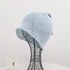 Gorro holgado de lino mezclado con pliegues para mujer, sombrero fino de punto para protección solar de primavera y otoño, sombrero de pescador de punto para maternidad