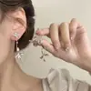 Brincos de Pendurar na Parte de Trás de Design Inspirado em Vinho de Flores Gardênia Tridimensional de Alta Qualidade Sem Furos Prendedores de Mosquito para Mulheres