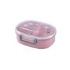 Lonchera de Acero Inoxidable de Doble Capa, Fiambrera Bento con Compartimentos Separados para Alimentos, Lonchera Redonda para Estudiantes, Fiambrera de PP para Conservar la Frescura, Fiambrera Bento para Estudiantes