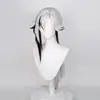 Peruca Cosplay Arlecchino de Genshin Impact Cabelo Longo Gradiente Preto e Branco Peruca para Role-Playing de Anime Cabelo Falso Feminino 2D