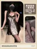 Lencería Sexy PinYuan: Camisón de Encaje Dorado Noche Oscura con Tirantes Transparentes, Coqueto Sexy, Tentación Fácil de Quitar Ropa de Dormir qqny