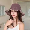 Sombrero de Paja Tejido con Bloques de Color para Mujer, Primavera y Verano, Estilo Japonés, Ala Ancha, Sombrero de Protección Solar, Viajes al Aire Libre, Sombrero de Pescador para Playa
