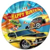 Conjunto de Decoração para Festa Temática Hot Wheels Aniversário Carro Pratos de Papel Copos de Papel Toalha Banner de Aniversário Sacolas de Presente Toalha de Mesa