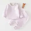 Conjunto de Bebê Outono e Inverno de Seda, Roupa Térmica Espessa para Recém-Nascidos, Conjunto de Roupas de Outono para Bebês de 0-12 Meses