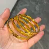 Oro Real 24K Galvanoplastia al Vacío Fuerte Retención de Color Nuevo Estilo Chino Tendencia Nacional Pulsera Brillante de Hielo Triturado de Tres Caras CNC de Precisión para Mujeres
