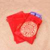 Bolsa de Regalo de Boda con Cierre de Cordón y Forro de Terciopelo Dorado para Joyería, Bolsa Roja con Carácter Dorado para Buena Fortuna, Empaque de Fruta de la Paz