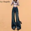 Jeans Anchos Acampanados Estilo Americano Negro para Mujer 2025 Tendencia Versátil Nuevo Otoño Cintura Alta Adelgazantes Pantalones Acampanados