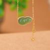 One Deer Silver S925 Prata Esterlina Banhado A Ouro Hetian Jasper Retro Estilo Nacional Fulu Gourd Coin Colar Borla Conjunto Corrente