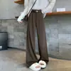Pantalones de Lana de Pierna Ancha para Mujer, Nuevo Estilo Primavera y Otoño 2026, Patrón Espiga, Engrosados, Cintura Alta, Negros, Pantalones Casuales Rectos para Persona Petite