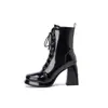 Botas de Cuero Botas Martin Botas Europeas y Americanas para Mujer 46 Moda Charol 32 Comercio Exterior talla grande Botas de Cordones Bajas con Tacón Grueso Blanco