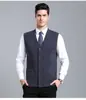 Chaleco de Punto de Lana para Hombre Yingao Otoño Invierno Cuello en V Chaleco de Punto para Hombre de un Solo Botón Sin Mangas para Adultos Mayores Suéter de Color Sólido para Negocios