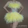 Vestido de Malla Verde con Pedrería para Mujer, Dos Piezas para Baile, Club, Performance, Cosplay, Fantasía Europea y Americana