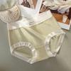 Otoño Estilo Japonés Calzones Delgados de Encaje Sin Costuras de Cintura Media para Niña Ropa Interior de Seda de Hielo Entrepierna de Algodón Antibacteriana para Mujer