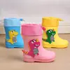 Botas de chuva infantis botas de chuva fechadas forradas de fleece para meninos antiderrapantes bebê crianças meninos dinossauro criança Crianças Meninas sapatos d'água