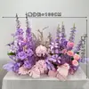 Arreglos de flores artificiales para bodas, arreglos florales para decoración de pasillo, decoraciones de escaparate de compromiso con temática de bosque, arreglos de escena de boda de color rojo rosa
