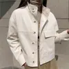 Abrigo corto tipo gabardina elegante casual de un solo botón holgado para mujer, cruce transfronterizo europeo y americano, otoño e invierno, para ir al trabajo