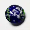 Contas de vidro redondas chatas de 20mm padrão de planta flor contas de vidro lampwork pequeno furo contas soltas de vidro multicolorido opcional