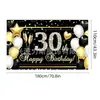 Novos adereços de decoração de aniversário transfronteiriços: Bandeiras decorativas de poliéster 100D, tecido para fundo de aniversário, faixas e dísticos personalizados