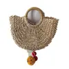 Bolso Tejido de Paja de Moda Nuevo, Bolso Tejido de Cuerda de Papel con Forma de Luna, Bolso de Mano Redondo Casual, Bolso de Paja para Playa, Bolso de Mujer
