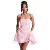 Vestido Tomara que Caia Mais Vendido da Amazon com Cintura Ajustada, Babados Irregulares, Saia Curta, Estilo Europeu e Americano, Vestido Petite