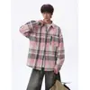 Nueva Camisa de Cuadros de Manga Larga para Hombre Otoño 2026, Corte Holgado, Camisa Casual de Botones con Cuello Campana para Parejas