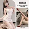 Lencería sexy en múltiples colores, malla de encaje hueca transparente con un cuello de bolsillo, uniforme de falda corta ajustado de dos piezas, disponible para dropshipping