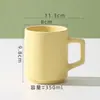 Taza de Cerámica Creativa y Sencilla, Vaso de Agua Redondo con Asa, Taza de Té para Habitación de Hotel, Taza de Regalo, Taza de Café, Taza de Té con Leche