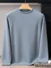 Suéter de punto para hombre 100% cachemira de doble hebra de 7 puntos con cuello semi-alto, bordes enrollados, engrosado, corte holgado, camiseta base informal de punto con manga raglán