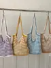 Bolso Tejido Rayado Transfronterizo para Mujer 2026 Primavera Nuevo Bolso Cubo de Hombro de Gran Capacidad Bolso de Playa Tejido Casual