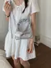 Bolso de mano plisado fresco y elegante, bolso tipo dumpling con estampado de estrellas, simple y elegante, bolso de cadena para hombro y bandolera moderno