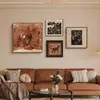 Pintura Decorativa de Sala de Estar de Gama Alta Estilo Vintage, Mural de Arte Abstracto para Pared de Fondo de Sofá, Pintura Colgante Combinada Retro Francesa
