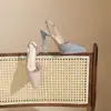 Zapatos de tacón alto con punta y sin espalda, remachados, para mujer, modelo nuevo 2026, color nude, tacón grueso, plataforma, versátiles para el trabajo, sandalias populares
