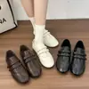 Zapatos versátiles de cuero negro estilo británico para mujer, Zapatos planos estilo francés, Mocasines Mary Jane súper populares nuevos de verano 2026