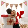 Decoraciones para Fiesta de San Valentín, Banderines Colgantes, Banderines de Corazón de Amor, Banderines Triangulares, Pancartas de Fiesta, Banderines de Arpillera