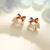 Pendientes de Cubo de Azúcar Rojo Angola con Circonita para Mujer, Estilo Pequeño y Fragante, Pendientes de Alta Gama, Lujo Accesible, Pendientes de Moda y Elegantes
