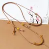 Âmbar dourado, jade Hetian, cordão de cera, colar com pingente de semente de Bodhi, cordão para pendurar, cordão para pendurar pingente de semente de Bodhi