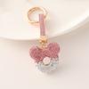 Moda Popular en Internet Mickey Hueco con Diamantes Completos Llavero para Coche Anillo Decorativo para Bolso Colgante de Cuerda de Cuero Pequeño Regalo