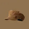 Sombrero octagonal lindo estilo japonés de dibujos animados con orejas de gato para mujer, dulce y versátil para primavera y otoño, adecuado para cabezas grandes, hace que la cara se vea más pequeña