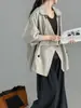 Luego, Abrigo Trench de Solapa Relajada Estilo Coreano 'Autumn Stroll' para Mujer, Abrigo Casual Holgado de Longitud Media para Principios de Otoño 5122