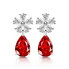 Pendientes de Botón Dinámicos con Flor de Hielo de Piedras Preciosas de Colores, Flor de Cerezo y Forma de Pera, Joyería con Diamantes de Alto Carbono Brillantes